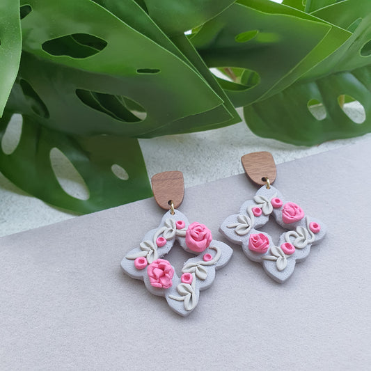 Floral polymer clay earrings