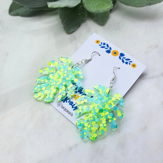 Ukraine earrings Resin earrings Glitter earrings Blue and yellow jewelry