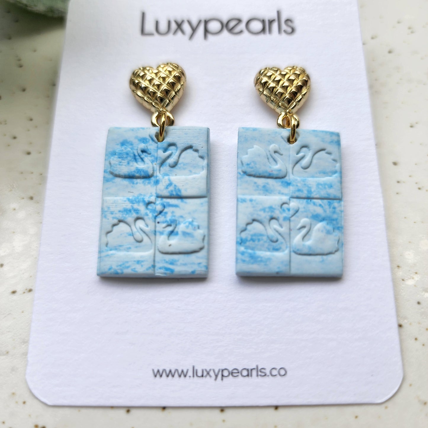 "Swans" polymer clay earrings