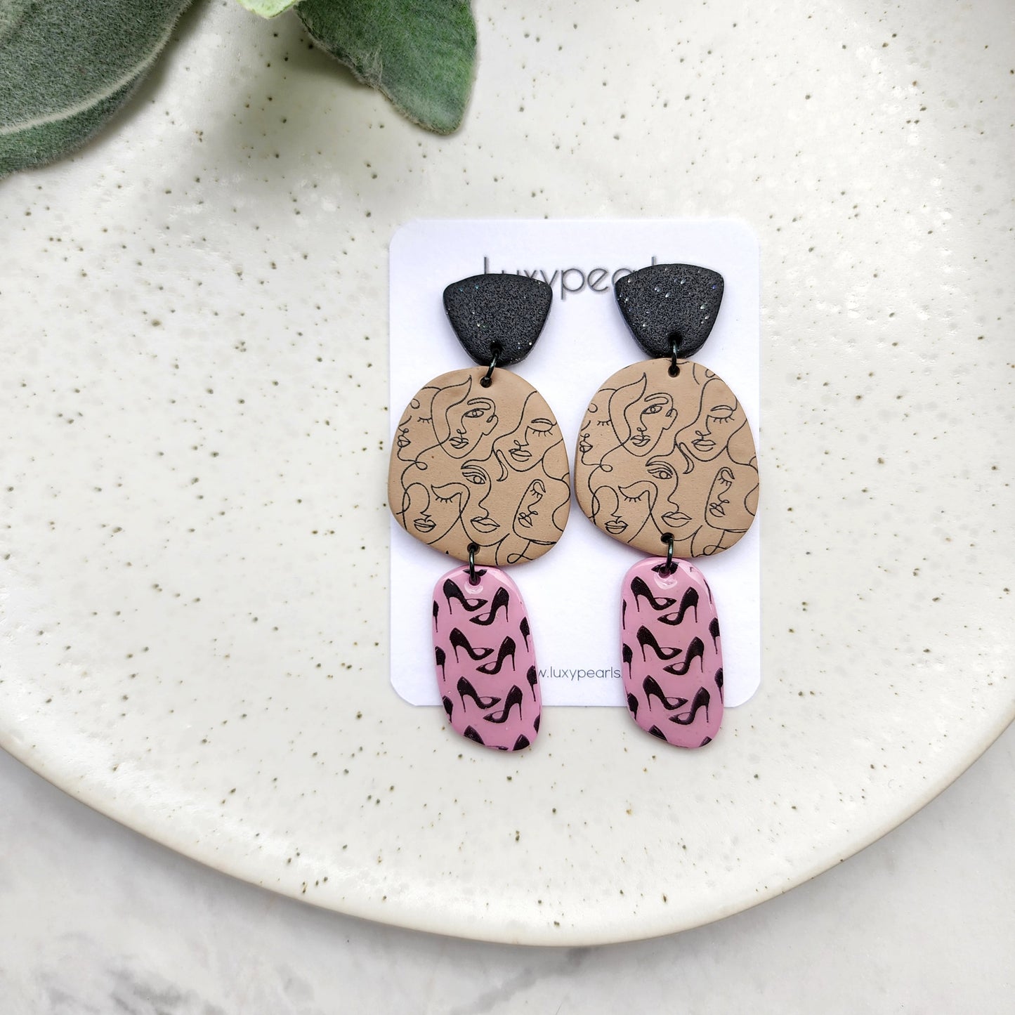 "Women" polymer clay earrings