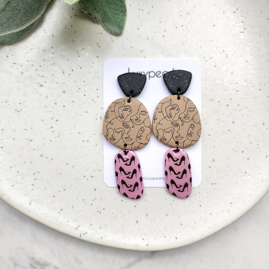 "Women" polymer clay earrings