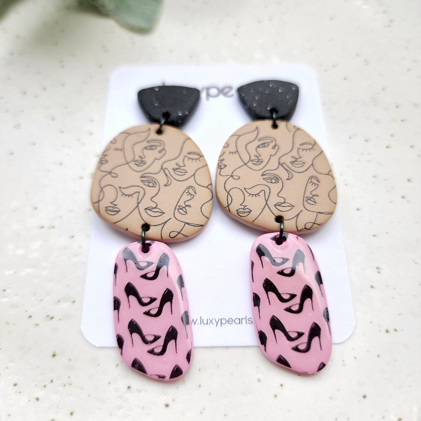 "Women" polymer clay earrings