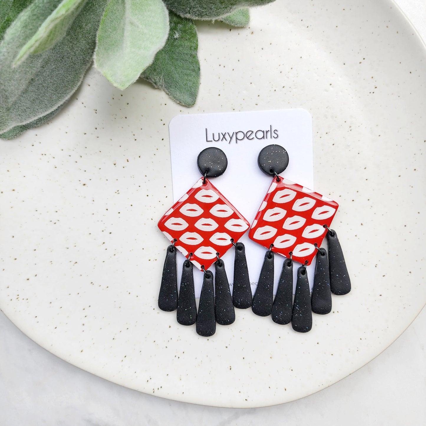 Valentine's day "Lips" polymer clay earrings